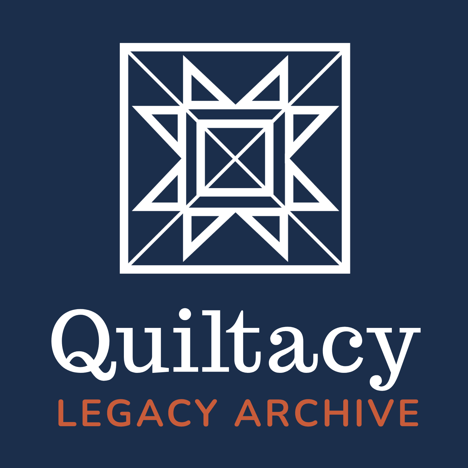 Square Quiltacy logo on a navy background