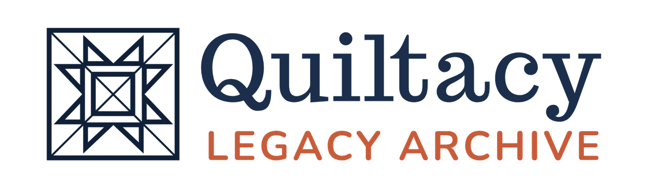 Horizontal Quiltacy logo in navy text on a transparent background