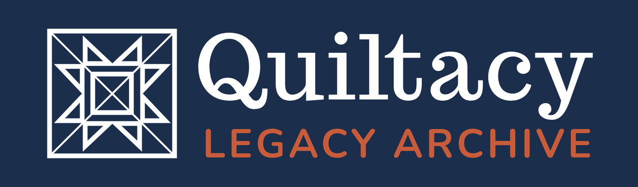 Horizontal Quiltacy logo on a navy background