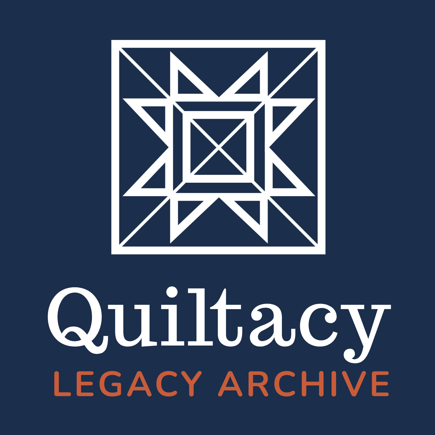 Square Quiltacy logo on a navy background